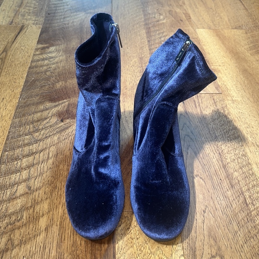 Unisa Velvet Ankle Boots in Deep Navy - Picture 2 of 6
